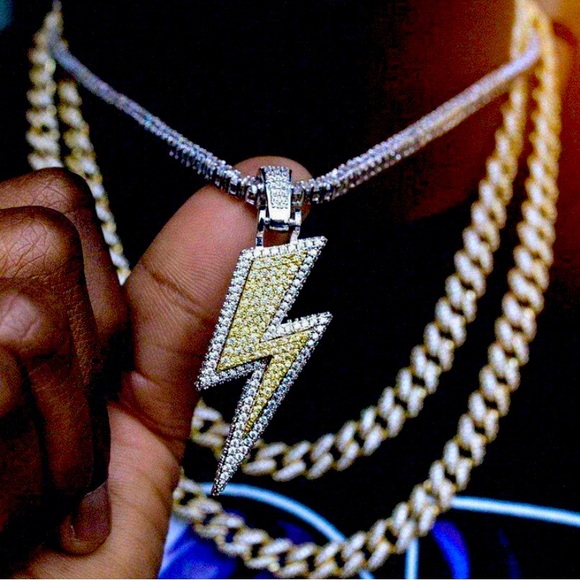 Lighting bolt pendant w Free Chain & Shipping - Picture 1 of 8